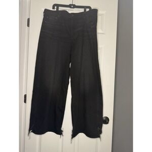 American Eagle Strigid Super High Rise Baggy Wide Leg Ankle Jeans 18 Black Nwt